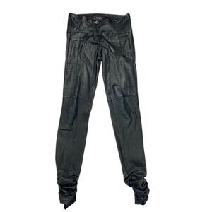 NOR Leather Pants Womens Size 30 Tall Black Ruffle Ankle Sexy Grunge Witchcore